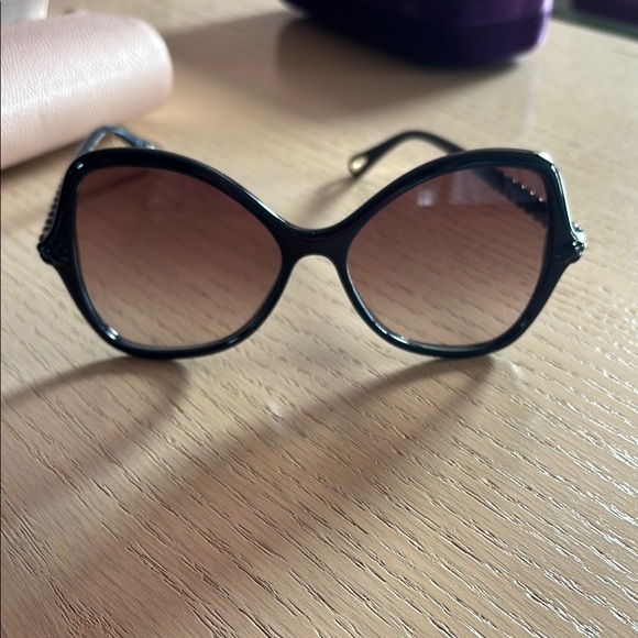 Chloe Blue and Gold Oversized Cat-Eye Sunglasses - Picture 4 of 4